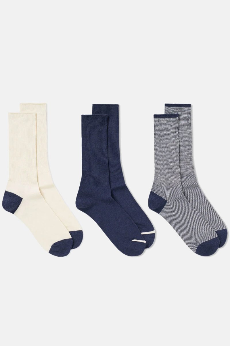 Anonymous Ism Amerib Pack of Three Crew Socks (Navy Blue Cream) | Socks