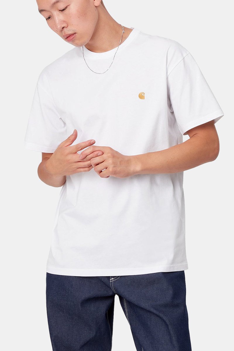 Carhartt WIP Short Sleeve Chase T-Shirt (White/Gold) | T-Shirts