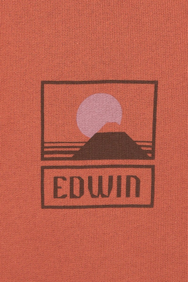Edwin Sunset on Mount Fuji Hoodie Sweat (Baked Clay) | Sweaters