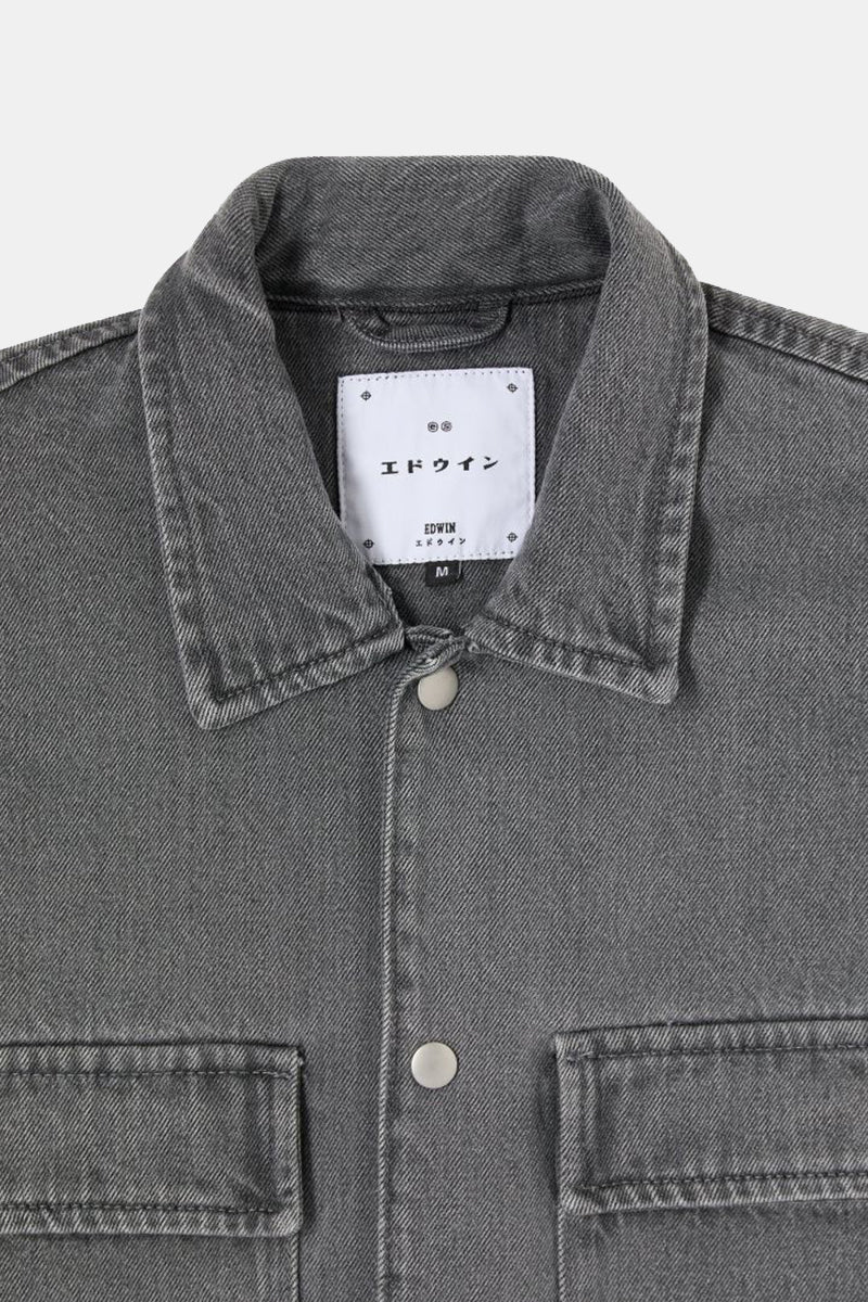 Edwin Utility Long Sleeve Overshirt (Bleach Black Wash) | Shirts