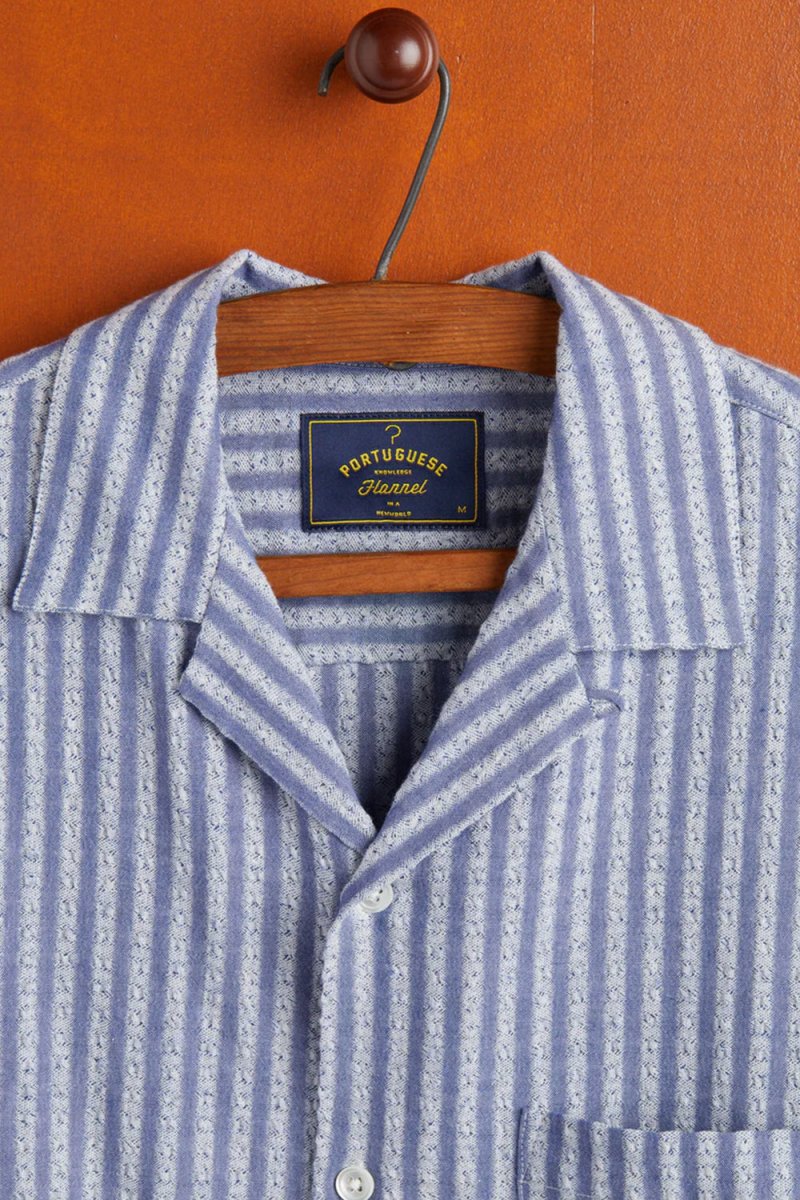 Portuguese Flannel Jacquard Chambray Shirt (Blue) | Shirts