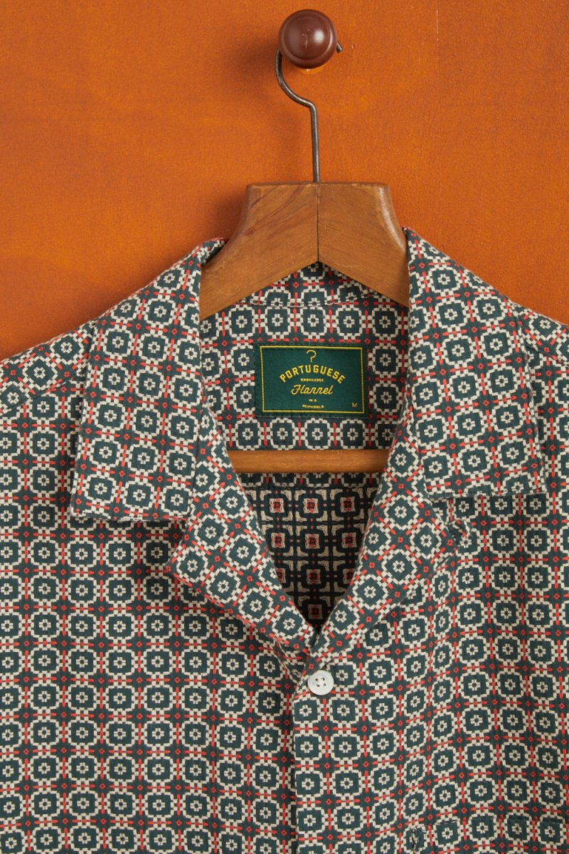 Portuguese Flannel Tile Shirt (Green/Orange) | Shirts
